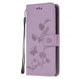 Bloemen Book Case - Samsung Galaxy A42 Hoesje - Paars
