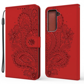 Bloemen Book Case - Samsung Galaxy S21 Plus Hoesje - Rood