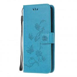 Bloemen Book Case - Samsung Galaxy A12 Hoesje - Blauw