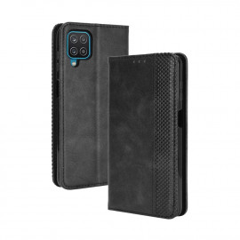 Vintage Book Case - Samsung Galaxy A12 Hoesje - Zwart