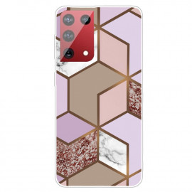 Coverup Marmer TPU Back Cover - Samsung Galaxy S21 Ultra Hoesje - Paars / Bruin