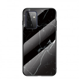 Marble Glass Back Cover - Samsung Galaxy A72 Hoesje - Zwart