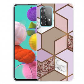 Marmer TPU Back Cover - Samsung Galaxy A72 Hoesje - Paars / Bruin