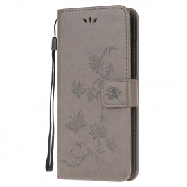 Bloemen Book Case - Xiaomi Redmi 9C Hoesje - Grijs