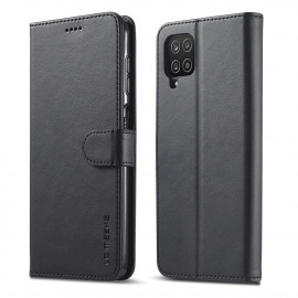 LC.IMEEKE Luxe Book Case - Samsung Galaxy A12 Hoesje - Zwart