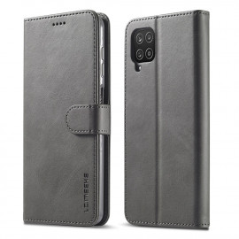 Luxe Book Case - Samsung Galaxy A12 Hoesje - Grijs