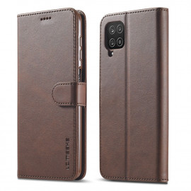 Luxe Book Case - Samsung Galaxy A12 Hoesje - Donkerbruin