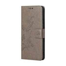 Bloemen Book Case - Xiaomi Redmi Note 10 5G Hoesje - Grijs