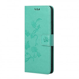 Coverup Bloemen & Vlinders Book Case - Xiaomi Redmi Note 10 5G Hoesje - Cyan