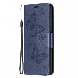 Bloemen Book Case - Samsung Galaxy A22 5G Hoesje - Blauw