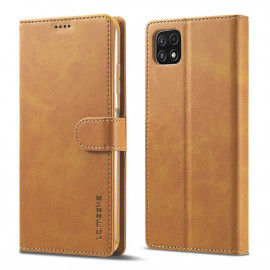 LC.IMEEKE Luxe Book Case - Samsung Galaxy A22 5G Hoesje - Bruin