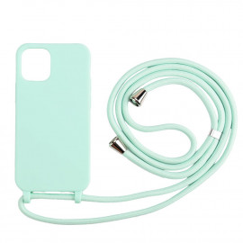 TPU Back Cover met Koord - Biologisch Afbreekbaar - iPhone 12 / 12 Pro Hoesje - Cyan