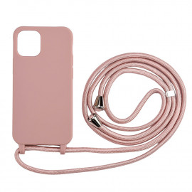 TPU Back Cover met Koord - Biologisch Afbreekbaar - iPhone 12 / 12 Pro Hoesje - Roze