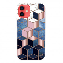 Marble Design Back Cover - iPhone 13 Mini Hoesje - Blauw / Roze