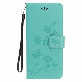 Bloemen Book Case - iPhone 13 Mini Hoesje - Cyan