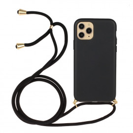 TPU Back Cover met Koord - Biologisch Afbreekbaar - iPhone 13 Mini Hoesje - Zwart