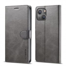 LC.IMEEKE Luxe Book Case - iPhone 13 Hoesje - Grijs