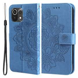 Bloemen Book Case - Xiaomi Mi 11 Lite (4G / 5G / NE) Hoesje - Blauw