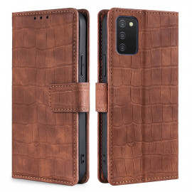 Croc Book Case - Samsung Galaxy A03s Hoesje - Bruin