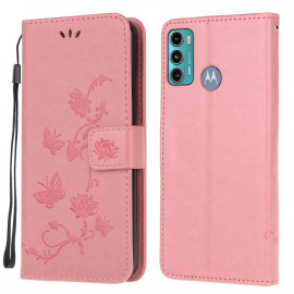 Coverup Bloemen & Vlinders Book Case - Motorola Moto G60 Hoesje - Roze