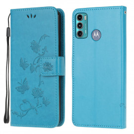 Bloemen Book Case - Motorola Moto G60 Hoesje - Blauw