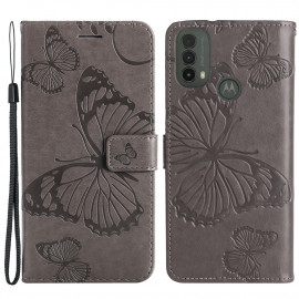 Vlinder Book Case - Motorola Moto E20 / E30 / E40 Hoesje - Grijs