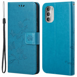 Bloemen Book Case Motorola Moto G51 Hoesje - Blauw