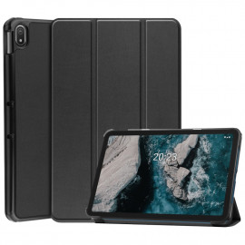 Tri-Fold Book Case met Wake/Sleep - Nokia T20 Hoesje - Zwart