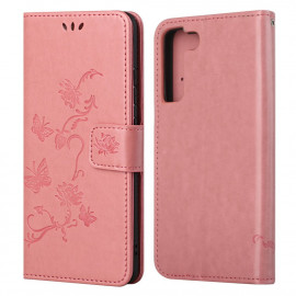 Bloemen Book Case - Samsung Galaxy S22 Plus Hoesje - Roze