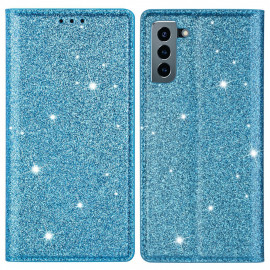 Glitter Book Case - Samsung Galaxy S22 Hoesje - Blauw