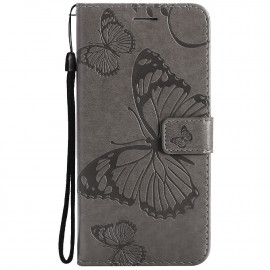 Coverup Vlinders Book Case - Motorola Moto E7i Power / E7 Power Hoesje - Taupe Grijs