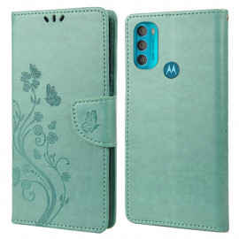 Coverup Bloemen & Vlinders Book Case - Motorola Moto G71 Hoesje - Groen