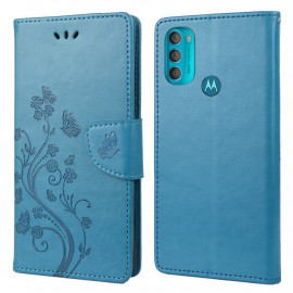 Bloemen Book Case - Motorola Moto G71 Hoesje - Blauw