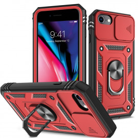 Coverup Ring Kickstand met Camera Shield - iPhone SE (2022/2020), iPhone 8 / 7 Hoesje - Rood
