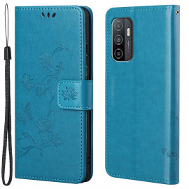 Bloemen Book Case - Samsung Galaxy A53 Hoesje - Blauw