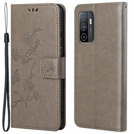 Coverup Bloemen & Vlinders Book Case - Samsung Galaxy A53 Hoesje - Taupe Grijs