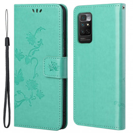 Coverup Bloemen & Vlinders Book Case - Xiaomi Redmi Note 11 / 11S 4G Hoesje - Cyan