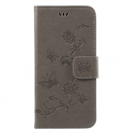 Bloemen & Vlinders Book Case - Samsung Galaxy J7 (2017) Hoesje - Grijs