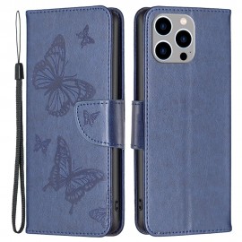 Vlinder Book Case - iPhone 14 Pro Max Hoesje - Blauw