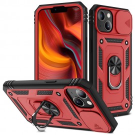 Ring Kickstand met Camera Shield - iPhone 13 Hoesje - Rood