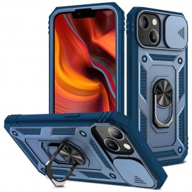 Ring Kickstand met Camera Shield - iPhone 13 Hoesje - Blauw