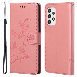 Bloemen Book Case - Samsung Galaxy A23 5G Hoesje - Pink