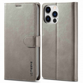 Luxe Book Case - iPhone 14 Pro Hoesje - Grijs
