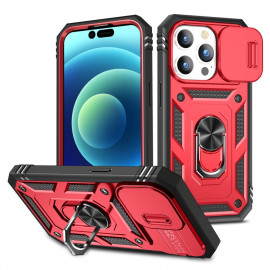 Ring Kickstand met Camera Shield - iPhone 14 Pro Hoesje - Rood