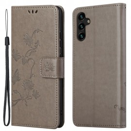 Coverup Bloemen & Vlinders Book Case - Samsung Galaxy A13 5G / A04s Hoesje - Grijs