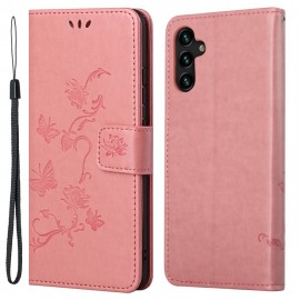 Bloemen Book Case - Samsung Galaxy A13 5G / A04s Hoesje - Roze