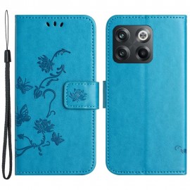 Bloemen Book Case - OnePlus 10T Hoesje - Blauw