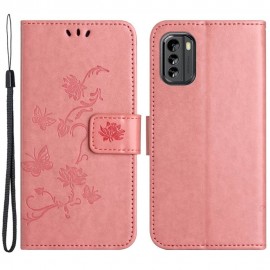Coverup Bloemen & Vlinders Book Case - Nokia G60 Hoesje - Roze