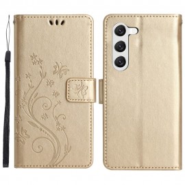 Coverup Bloemen & Vlinders Book Case - Samsung Galaxy S23 Hoesje - Goud