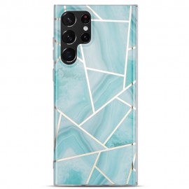 Marble Design Back Cover - Samsung Galaxy S23 Ultra Hoesje - Cyan